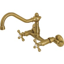 Frefly Store Kingston Brass KS3227AX Vintage 6 "ayarlanabilir Merkezi Duvara Monte Mutfak Musluk, Fırçalanmış Pirinç