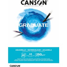 Canson Mezun Suluboya 250 Gsm A5 Kağıt, Soğuk Preslenmiş, Tampon Yapıştırılmış Kısa Taraf, 20 Doğal