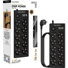 Frefly Store Termal Akım Korumalı, 10'lu Priz Soketi, Isıya Dayanıklı Yapı, 10X Priz, 3x Usb, 1x Type-C Girişi, Çocuk Korumalı Çoğaltıcı, 2 Metre Uzatma Kablosu (16A/3680W)