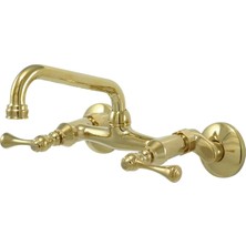 Frefly Store Kingston Brass KS313PB Magellan Duvara Monte Mutfak Bataryası, Parlak Pirinç