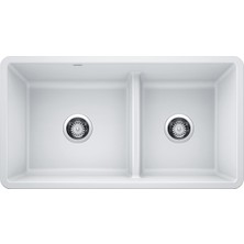 Frefly Store Blanco 442524 Precis Ters Çevrilebilir 1-3/4 W/düşük Bölmeli Beyaz Lavabo, 83,8 cm U x 45,7 cm G x 24,1 cm D