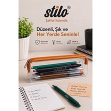 ArtMaster Şeffaf Kalemlik Turuncu Fermuarlı 1 Adet Stilo 1129 Tek Bölmeli Fermuarlı Plastik Çocuk Okul Kalem Makyaj Kutusu Neon