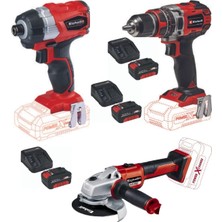 Frefly Store Einhell Te-Cı 18 Li Bl Vidalama Te-Cd 18/50 Li-I Bl Matkap Axxio 125MM Taşlama 3X4.0AH Kömürsüz Set