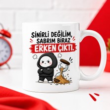 Ajans 313 AJANS313 Sinirli Değilim Sabrım Biraz Erken Çıktı Yazılı Komik 313 Karakter Baskılı Seramik Kupa