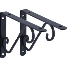 Frefly Store Raf Altı Raf Tutucu Ayak Ferforje Siyah 145 x 195 mm 2 Adet