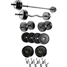 Frefly Store Moccastyle 23 kg Megaset Halter Seti ve Dambıl Seti Ağırlık Fitness Seti