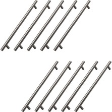 Frefly Store 224 mm (10 Adet) Titanyum Renk Metal Mobilya Mutfak Dolap Çekmece Dolabı Kulbu Kulpu Kulpları