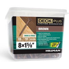 Frefly Store Deck Plus Ahşap Vidalar, Kahverengi Dış Vidalar, 1-5/8" x #10, 2,3 kg