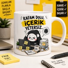 Ajans 313 AJANS313 Kafam Dolu Içerik Yetersiz Yazılı Komik Ofis 313 Karakter Baskılı Seramik Kupa