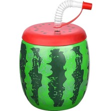 Titiz Marka Karpuz Desenli Pipetli Bardak, 900 ml Kapasiteli, Çok Renkli