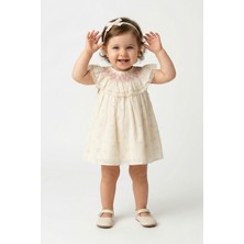Baby Animals Kız Bebek Kız Çocuk Doğum Günü Parti Düğün Elbise Kısa Kol Kolsuz Taçlı Astarlı Dantel Yakalı