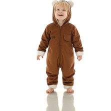 Baby Animals Kız Erkek Unisex Mevsimlik Çift Kat Kadife Ultrasoft Şapkalı Bebek Çocuk Uyku Tulumu Astronot Tulum