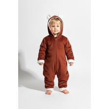 Baby Animals Kız Erkek Unisex Mevsimlik Çift Kat Kadife Ultrasoft Şapkalı Bebek Çocuk Uyku Tulumu Astronot Tulum