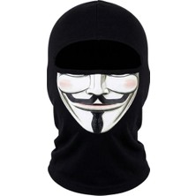 Vintessy Unisex Anonymous Baskılı Balaklava 1 Adet Tek Beden Viskoz Kask Içi Motosiklet Maskesi