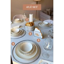 Edora Home 4’lü Set Mat Gümüş 6'lı Supla Kafes Peçetelik Dik Kağıt Havluluk Yuvarlak Ekmek Sepeti Mutfak Seti