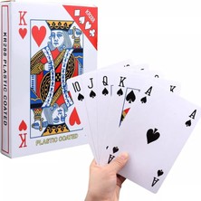 Çok Büyük Iskambil Kartları Dev Boy Oyun Kartı Destesi 16,8 x 11,9 cm Parti Hediyesi 54'lü