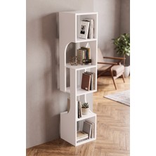 Karahanbey Kitaplık Ahşap Dekoratif Raf 5 Katlı Çok Amaçlı Kitaplık Salon Ofis Kitaplığı 7067 Beyaz