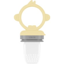 Sarı Gri Silikon Püre Meyve Sebze Emziği, 12,5 cm