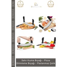 Denguva #bıçak Paslanmaz Çelik Yarım Ay Kıyma Satır Profesyonel Bakalit Sap Pizza Dilimleme Bıçağı - 1 Adet