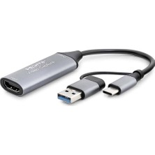 Evimdeyokyok Hdmı Vıdeo Capture Type-C + Usb3.0 4K 30Hz Gri HDX7844