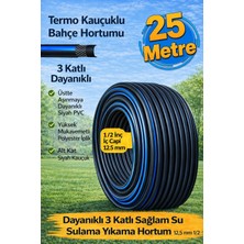 Plant-Home Termo Kauçuklu 25 Metre Bahçe Hortumu 3 Katlı Dayanıklı Su Sulama ve Araç Yıkama İçin