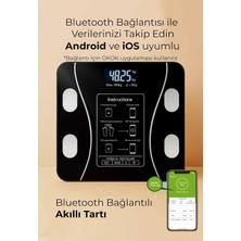 Genz Bilişim Dijital Tartı Baskül Yağ Su Kas Vücut Kitle Endeksi Kilo Ölçer Tartı Siyah