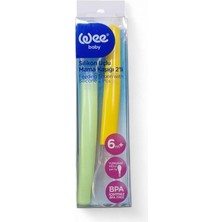 Silikon Uçlu Mama Kaşığı, 6 Ay+, 2'li Set, Yeşil-Sarı