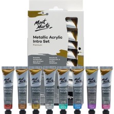 Metalik Akrilik Boya Seti, 8 Adet x 18 ml Tüp, Işığa Dayanıklı Renkler, Pürüzsüz Tutarlıl