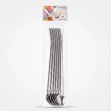 Midas Toptan Home 6'lı Kaşıklı Pipet Seti - Metal - Pipet Temizleme Fırçası