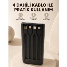 Midas Toptan Home Hızlı Şarj Powerbank 50.000 Mah 4 Dahili Kablolu LED Aydınlatmalı Dijital Göstergeli Taşınabilir Batarya