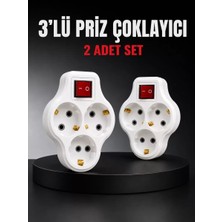 Midas Toptan Home 3’lü Priz Çoklayıcı 2 Adet Set Anahtarlı Kablosuz Duvar Tipi Priz Çoğaltıcı
