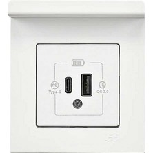 Aesco Eqona Pratik Telefon Tutucu 2 Çıkışlı USB Şarj Prizi, 20W, Type A + Type C, Beyaz