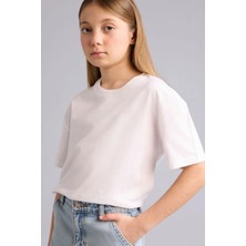 DeFacto %100 Pamuk Relax Fit Bisiklet Yaka Kısa Kollu Tişört Kız Çocuk D9099A826SM