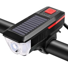 1001 Bisiklet Feneri Bisiklet Alarmı Bisiklet Kornası Solar Enerjili USB ile Şarj Edilebilir Ledli Bis