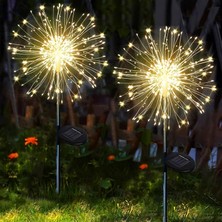 1001 2'li 50 Tel Güneş Enerjili Bahçe Aydınlatması Solar Bahçe Dekorasyon Direk Aydınlatma Kazıkl