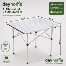 1001 Katlanabilir Alüminyum Kamp Masası 70X70X70 cm Gümüş