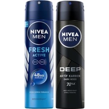 1001 Men Erkek Sprey Deodorant Deep Dimension 48 Saat Koruma, 150 Ml, Erkeksi Koku + Nıvea Men Erkek Spre