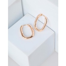 Jimmy Key Altın Rengi Oval Formlu Modern Ataç Küpe