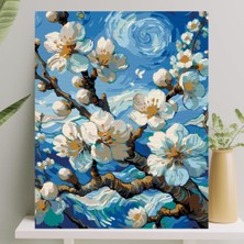 1001 Sayılarla Boyama Tuval Seti Fırça Boya Dahil (Çıtalı) 40X50 cm - Bahar Dalı