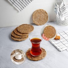 1001 6 Adet El Yapımı Yuvarlak Hasır Bardak Altlığı - Fincan, Çay ve Kupa Altlığı - 10CM