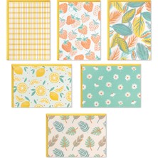 1001 Boş Kart Çeşitleri, Zarflı 24 Kart (Narenciye, Yeşil Bitkiler, Gingham, Çilek)