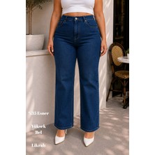 Cedy Denim Cedy Denım - Kadın Büyük Beden Boru Paça Yüksek Bel Regular Fit Likralı Pantolon  C626