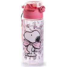 1001 Snoopy Kız Çocuk 500 ml Silikon Pipetli Okul Suluğu, Renkli