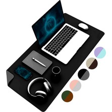 KlasseGear Klasse Çift Renk Dikişli Pu Deri Masa Matı 80X40 cm Mousepad, Su Geçirmez Masa Sümeni, Çift Taraflı