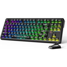 1001 X87 Ultra Kablosuz Mekanik Oyun Klavyesi Dot Matrix Ekranlı, Bt/2,4 Ghz/kablolu, Çift 8000Hz Yokla