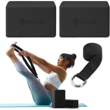1001 Essentials Yoga Block 2 Pack & Yoga Strap Set