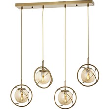 1001 AV-60291-4EY Eskitme Kaplama Modern Avize E14 Metal Cam 80X22CM