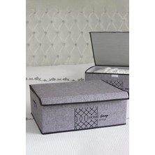 1001 Keçe Çok Amaçlı Kapaklı Düzenleyici Kutu 50 x 40 x 19 cm (Baza, Gri)