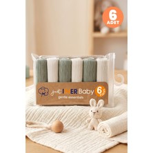 1001 Erkek Bebek 6'LI%100 Pamuk Ağız Mendili Düz Renk Dokulu Kutulu Set Nefes Alan Doku (582202)