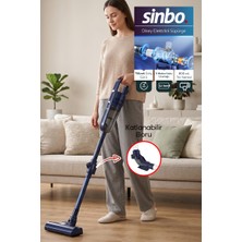 Sinbo SVC-8625 Mavi Dikey Elektrikli Süpürge Katlanır Borulu, El Süpürgesi, 800 ml Toz Hazneli